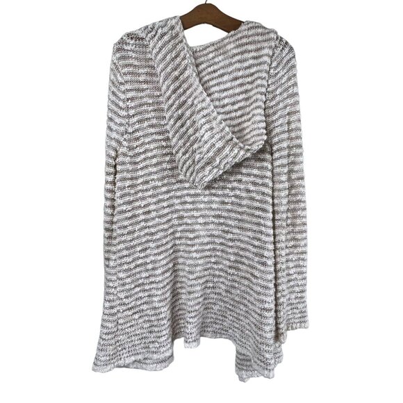 Moth Metallic Cardigan Size Medium Striped Open Front Hooded Long Sleeve Pockets - Picture 2 of 9